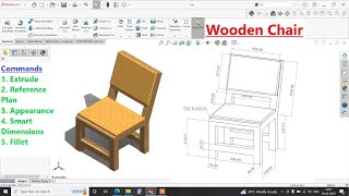 ✅How to sketch simple wooden chair design in Solidworks | Solidworks Tutorial for beginners.