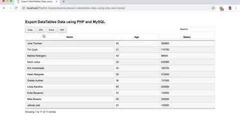 Export DataTables Data using PHP and MySQL