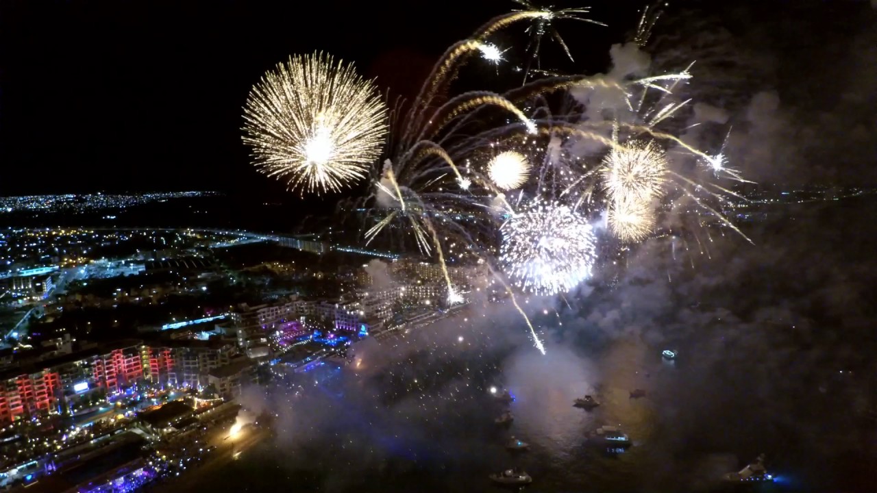 2017 New Years Fireworks CABO San Lucas 4K Autel XStar Drone footage YouTube