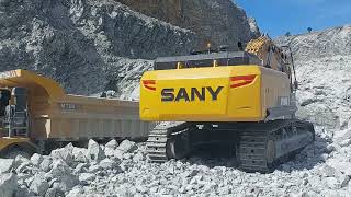 ตักหินจัดเต็ม ตี๋ใหญ่ จากแดนมังกร SANY SY500H 52 ตัน เจอดั้มยักษ์ excavator and truck ep.9545