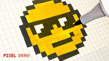 HOW TO DRAW SUNGLASSES EMOJI STEP BY STEP | SUNGLASSES EMOJI PIXEL ART TUTORIAL