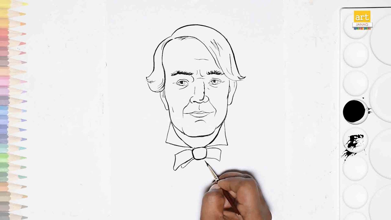 How to draw Thomas Alva Edison  Easy Drawing of Thomas Alva Edison   YouTube