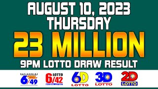 Lotto Result Today 9pm August 10 2023 Thursday - Super Lotto 6/49, Lotto 6/42
