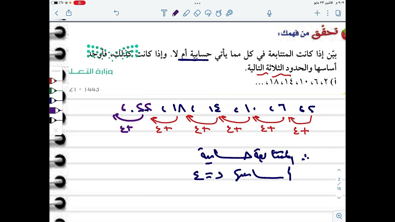 المتتابعات ( رياضيات ثاني متوسط الفصل الدراسي الثالث)