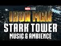 Iron man music  ambience  stunning view of stark tower with thunderstorm ambience