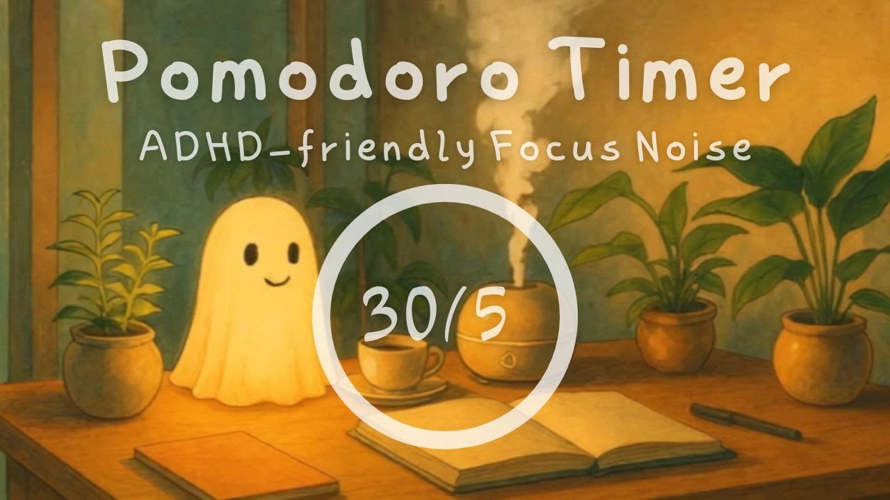 Pomodoro Timer for ADHD | 30/5 Focus with Brown Noise & Rain Sounds 🌧 ...