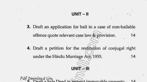 2017 BA LLB Hons 9th Sem Drafting Pleading Conveyancing Question Paper