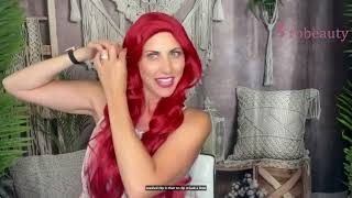 Long Dark Red and Green Wigs for Women