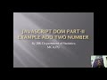 JavaScript DOM example add two numer