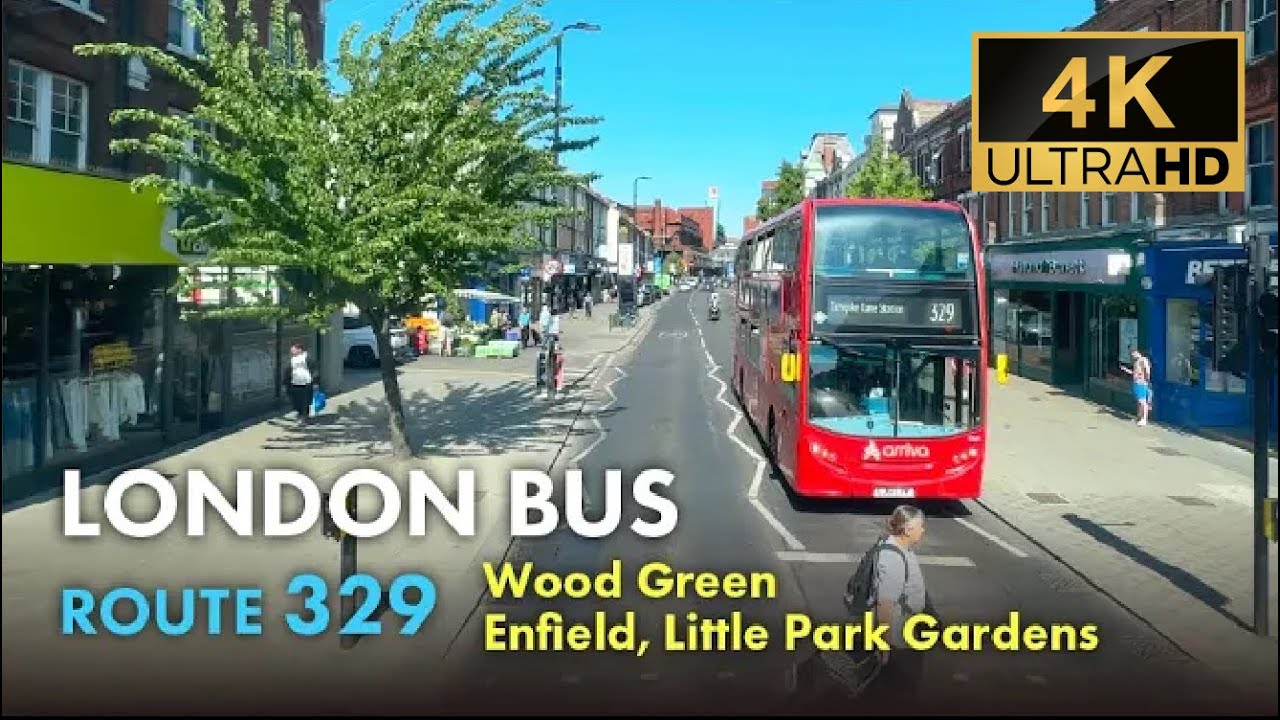 London Bus Ride, Route 329, Double Decker, 4K Virtual Tour