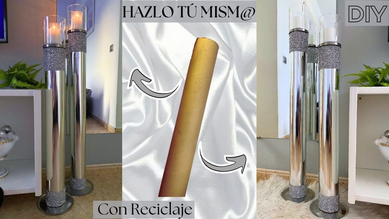 💎DIY: MANUALIDADES con TUBOS DE CARTÓN PARA DECORAR / CANDELABROS ELEGANTES CON RECICLAJE