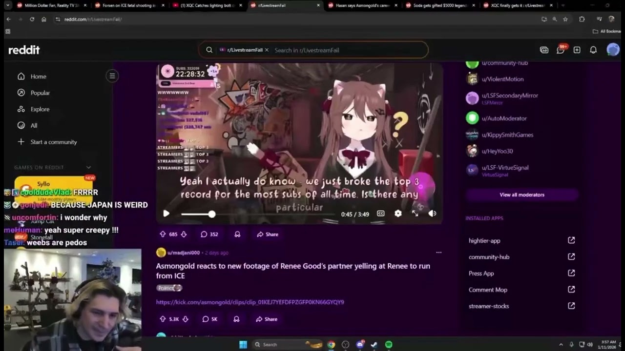 xqc questions why anime/vtuber culture is centered around child themes