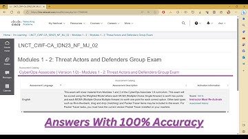 Modules 1 - 2: Threat Actors and Defenders Group Exam (Answers) | Atul Gupta