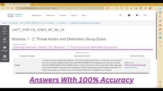 Modules 1 - 2: Threat Actors and Defenders Group Exam (Answers) | Atul Gupta