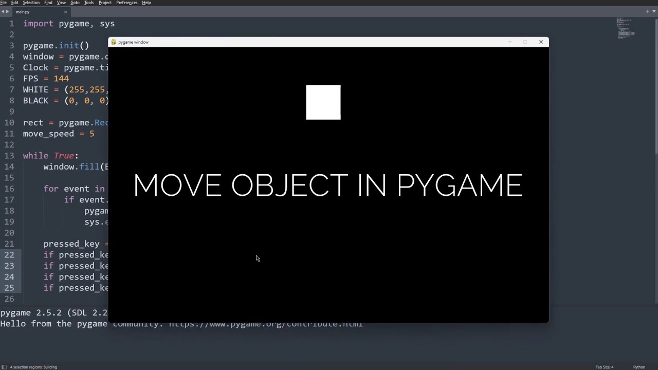 How to move in Pygame | Pygame Tutorial - YouTube