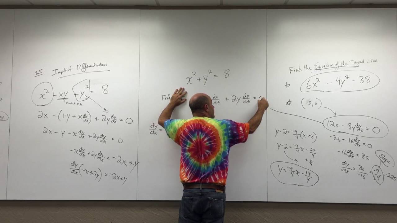 Calculus 1 Ch 3.5, 3.7 Implicit Differentiation and Related Rates part ...