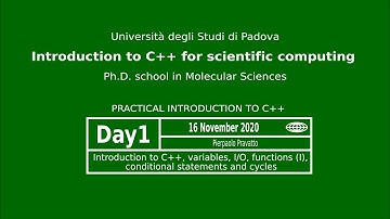 Introduction to C++ for scientific computing - Day 1 (ITA)