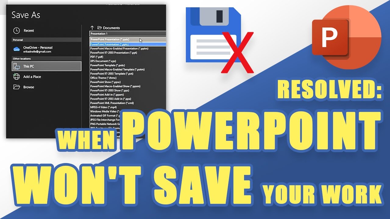 powerpoint presentation not saving