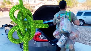 10 Grocery Bags, One Knot, One trip (Great-Granny Knot)