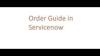 Order Guide in Servicenow