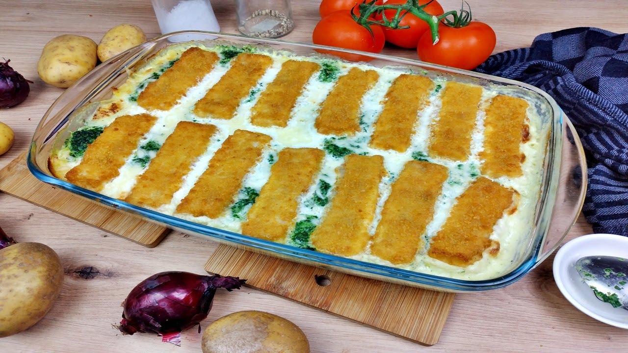 Rezept: Fischstäbchen Auflauf / Kartoffelpüree mit Spinat und ... Rezept: Fischstäbchen Auflauf / Kartoffelpüree mit Spinat und ...