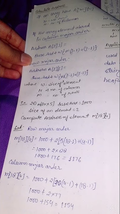 Calculate address in 2D array - YouTube