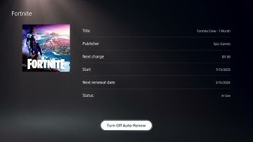 how to turn off auto renew for the fortnite crew on ps5