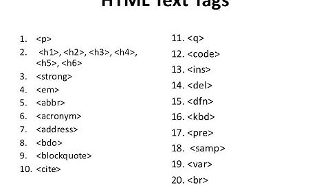 Paragraph - Text Tags in HTML and XHTML