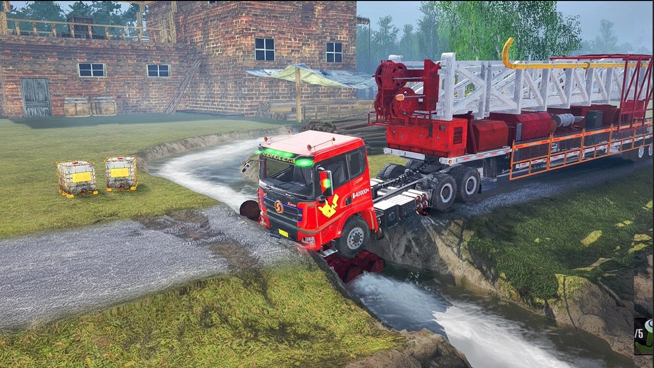 Truck vs Extreme Broken Road and Speed Bumps - Gameplay Spintires:Mudrunner E12