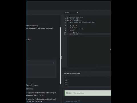 Candy Store | Codechef Starter 78 Solution | Python | Starter 78 codechef contest
