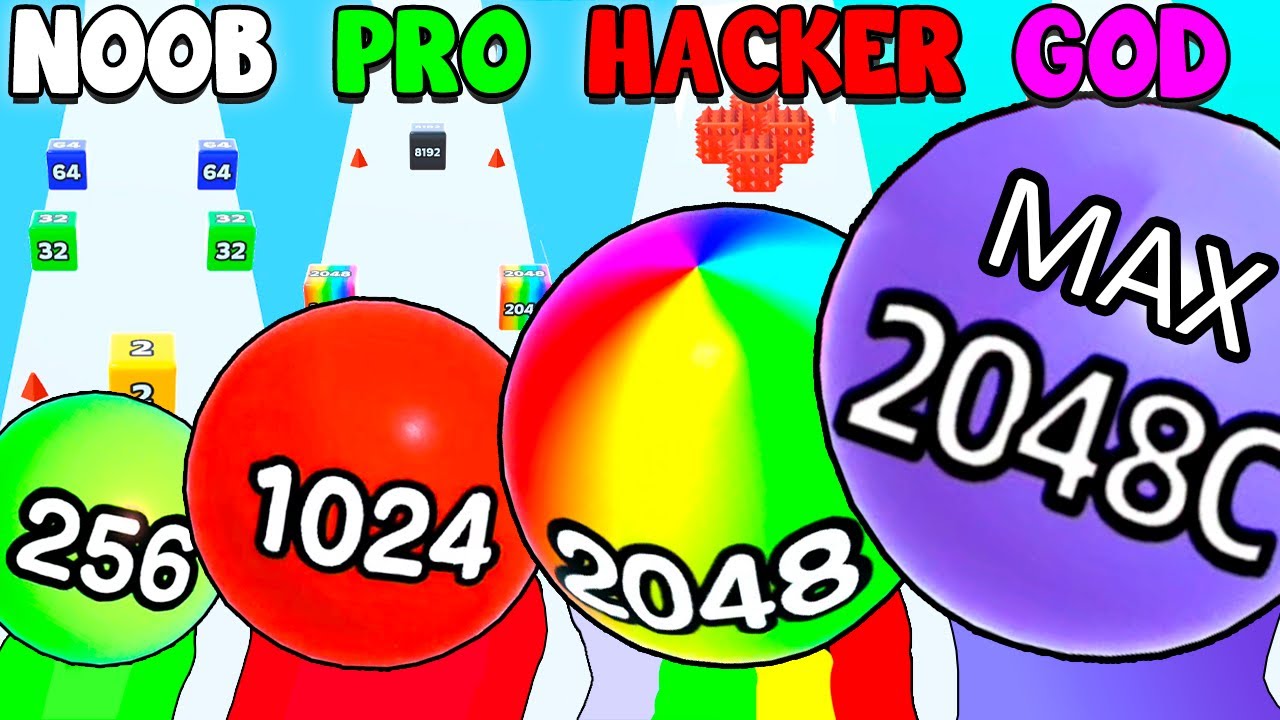 NEW SUPER UPDATE 🎱 NOOB vs PRO vs HACKER vs GOD in Ball Run 2048