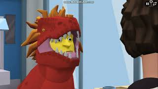 Fire Dinosaur Steals Monkeys Banana And Gets Grounded