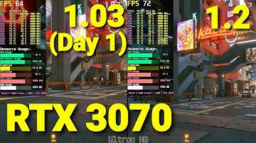 Cyberpunk 2077 | RTX 3070 | 1.03 (Day 1) vs 1.2 Patch | Performance Comparison