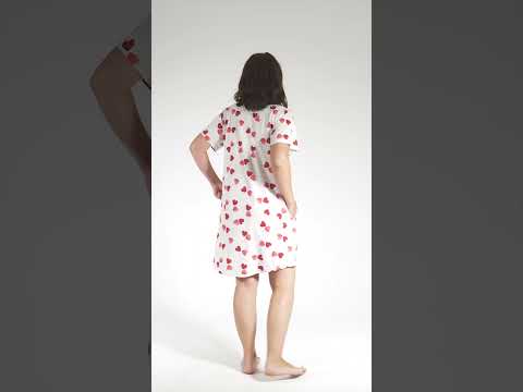 Купить Хлопковая туника с принтом в сердечко VIENETTA 3040101853 в Украина в Lingerie.ua - Одяг для дому та відпочинку, Видео 1