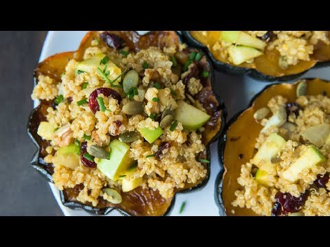 Quinoa & Apple Stuffed Acorn Squash - Easy Vegan Fall Recipe