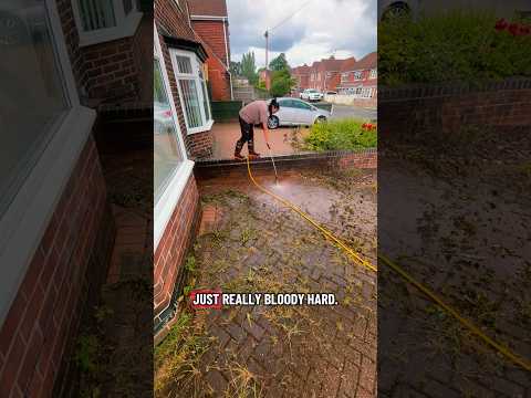Extremely weedy and over grown drive cleaned yesterday #pressurewashing #fyp #clean #asmr #satisfy