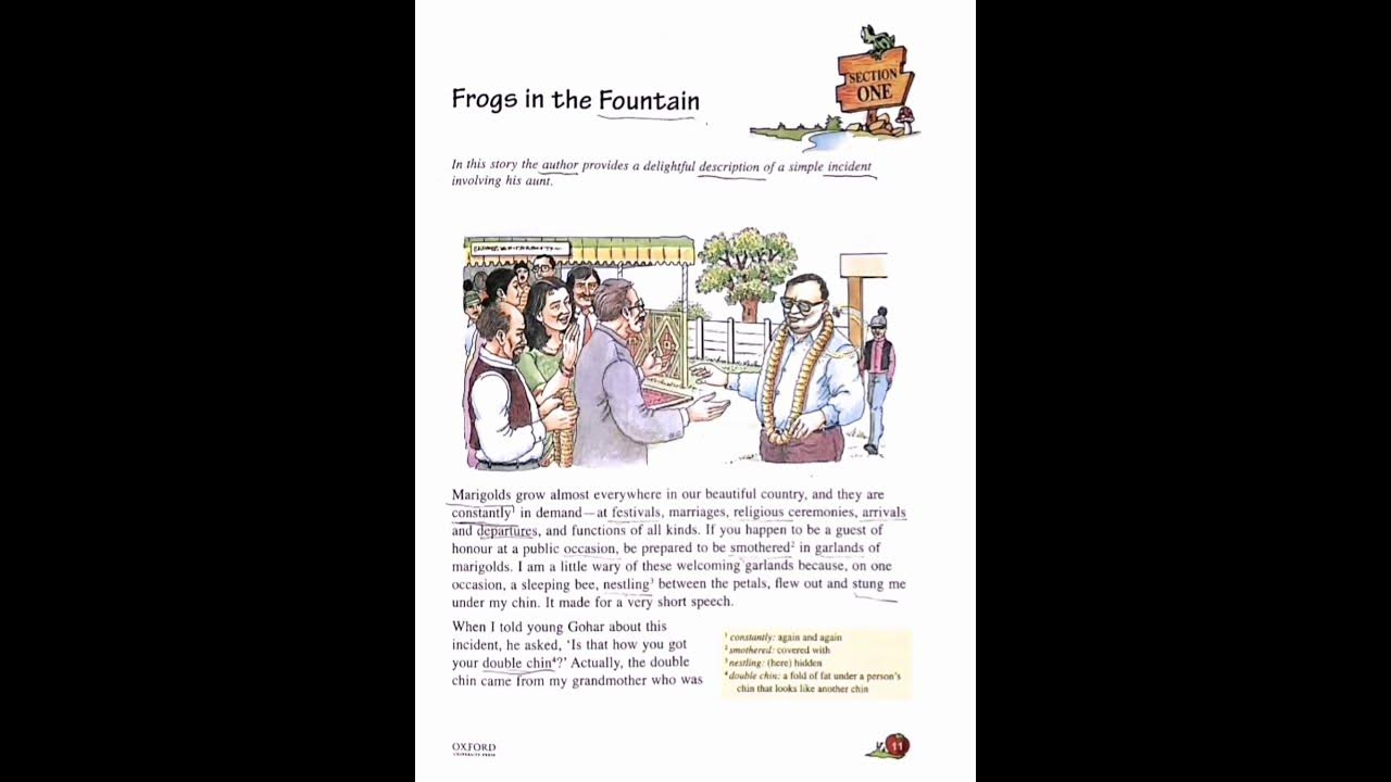 Class 6, English text, chapter 2, (frogs in the fountain) YouTube
