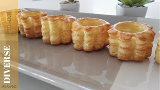 Easy Puff Pastry + How to Make vol au ventsعجين مورق سهل و ناجح مع طريقة تشكيل الفلوفون