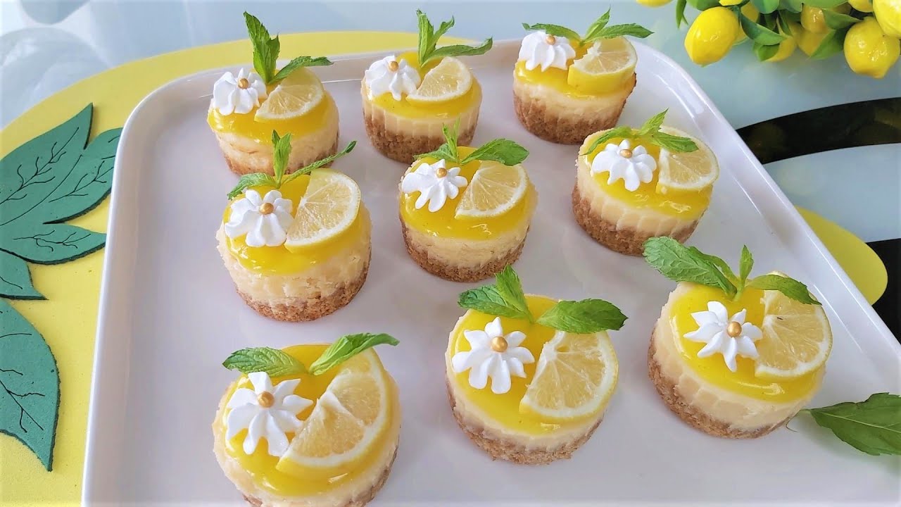 ميني تشيز كيك الليمون😍limonlu cheesecake çatlamayan garanti tarif😍أروع وصفة ممكن تحضريها لضيوفك