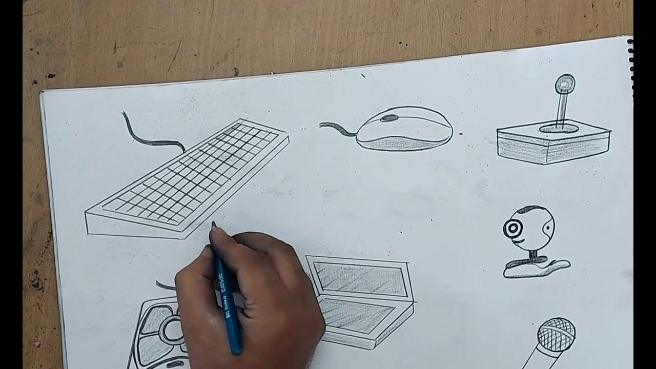 how to draw five input devices I how to draw input devices of computer ...