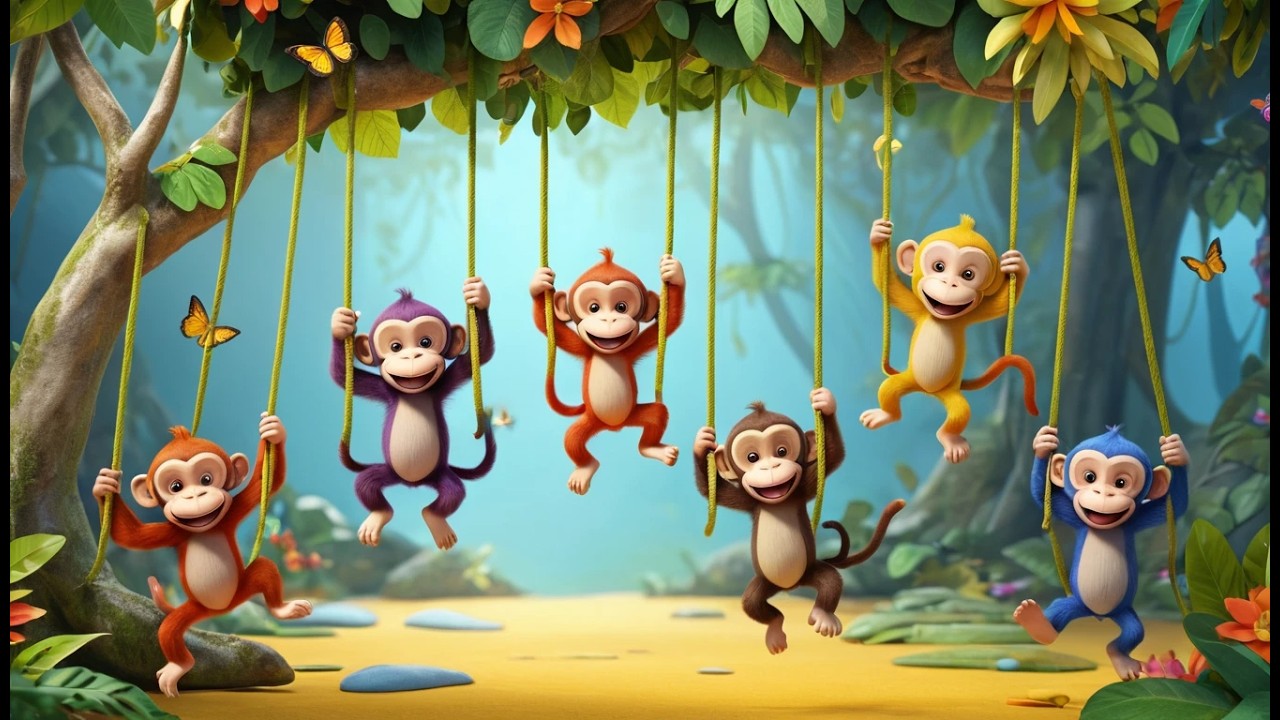 Six Little Toy Monkeys Swing Swing Swing | Fun Counting Song & Playroom Adventure