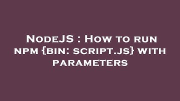NodeJS : How to run npm {bin: script.js} with parameters