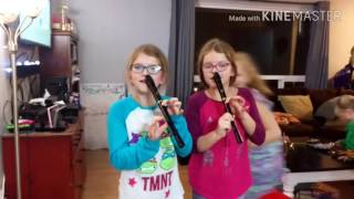 Twins play jingle bells with their noses on the recorder - Baylie and Carlie