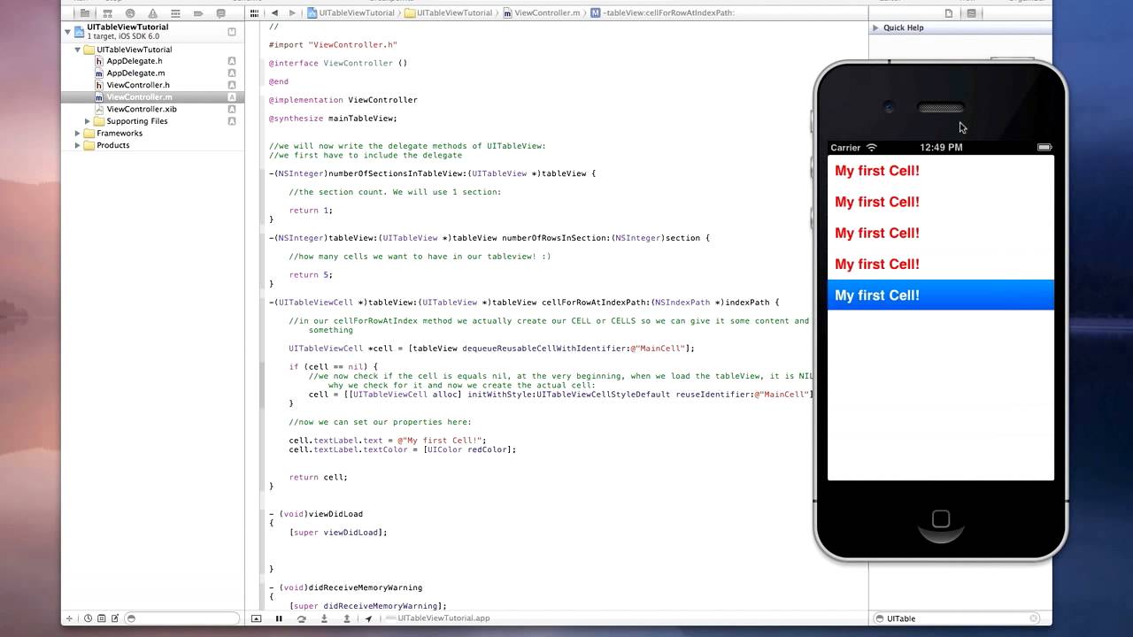 iSDK - UITableView Tutorial Xcode 4.5.2 #1 - YouTube