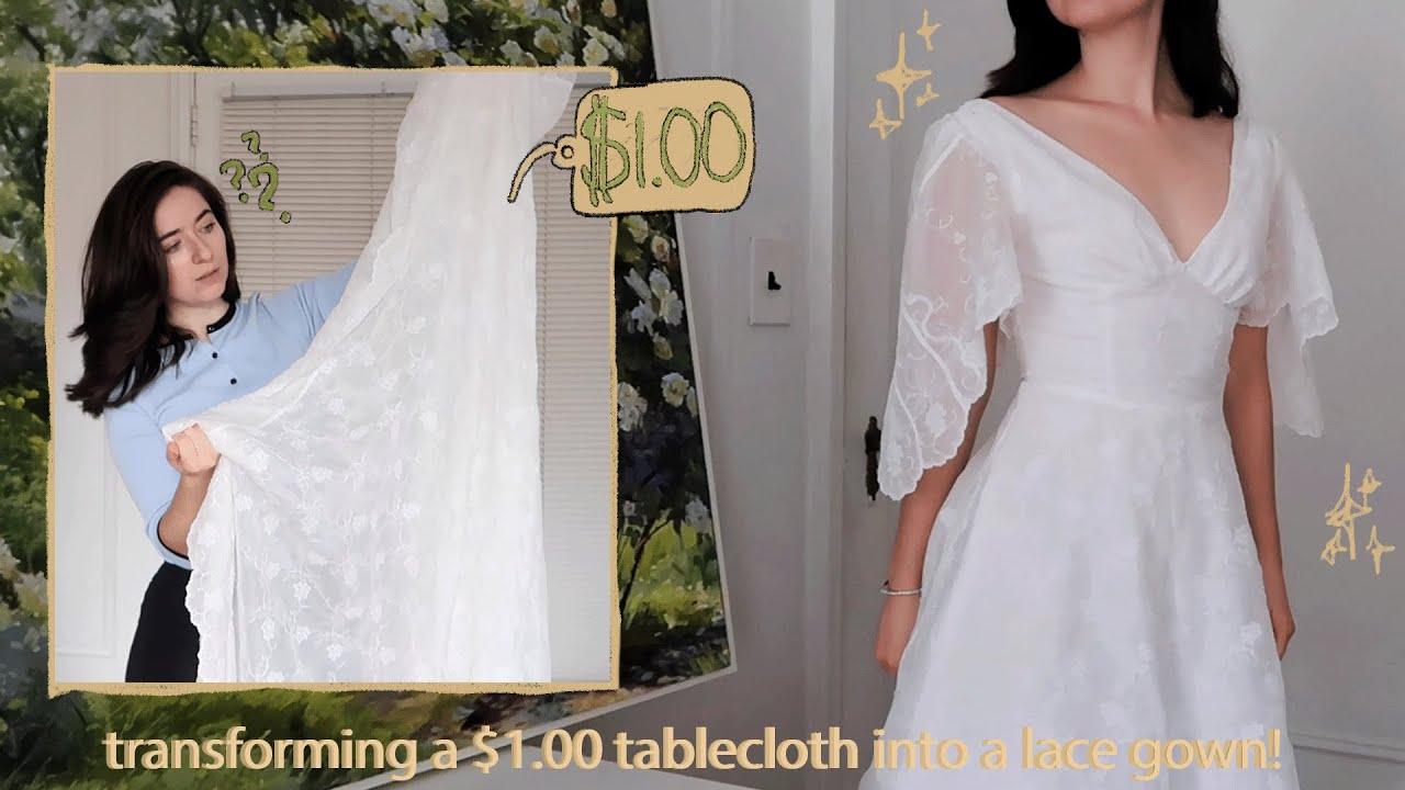 Sewing a dress out of a $1 thrifted tablecloth | THRIFT FLIP
