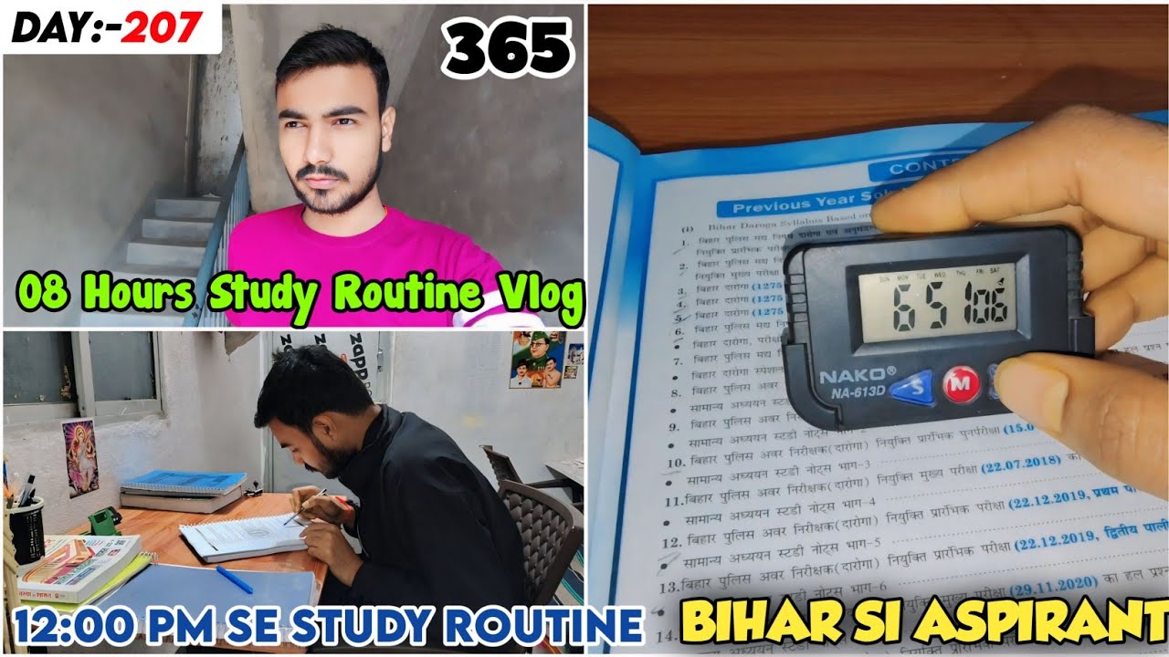 DAY 207 *BIHAR SI ASPIRANT LIFE IN PATNA* | 8 HOURS STUDY VLOG - YouTube
