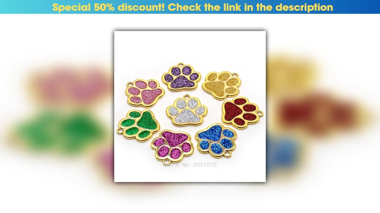 Best Wholesale 100Pcs Golden Paw Dog ID Tag Personalized Puppy ID Tag Pet Collar Accessories Custom