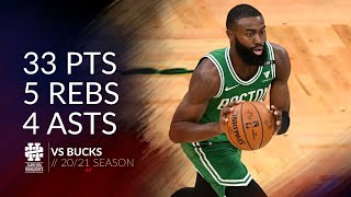 Jaylen Brown 33 pts 5 rebs 4 asts vs Bucks 20/21 season