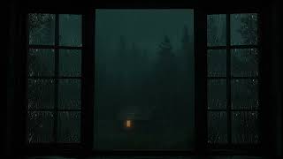 Dark Late Night Window Thunderstorm - 2 hours Rain Sounds for Sleep, Study, and Relaxation
