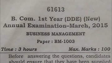 Mdu Bcom DDE 1st Year Business Management Question Paper